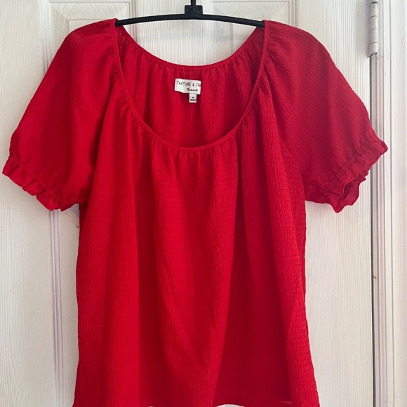 Madewell Texture & Thread Red Peasant Top M - Picture 2 of 4